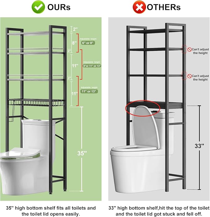 Over-The-Toilet Storage Rack, 4-Tier Bathroom Organizer Shelf Over Toilet - Image 2