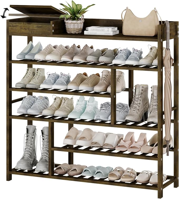 Bamworld Shoe Rack for Front Door Entrance Bamboo Shoe Organizer by Bamworld