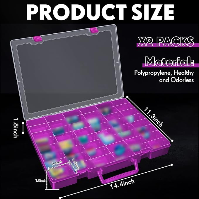 Juexica 2 Pcs Large 48 Grids Plastic Storage Bead Organizer Box, Tackle Box - Image 2