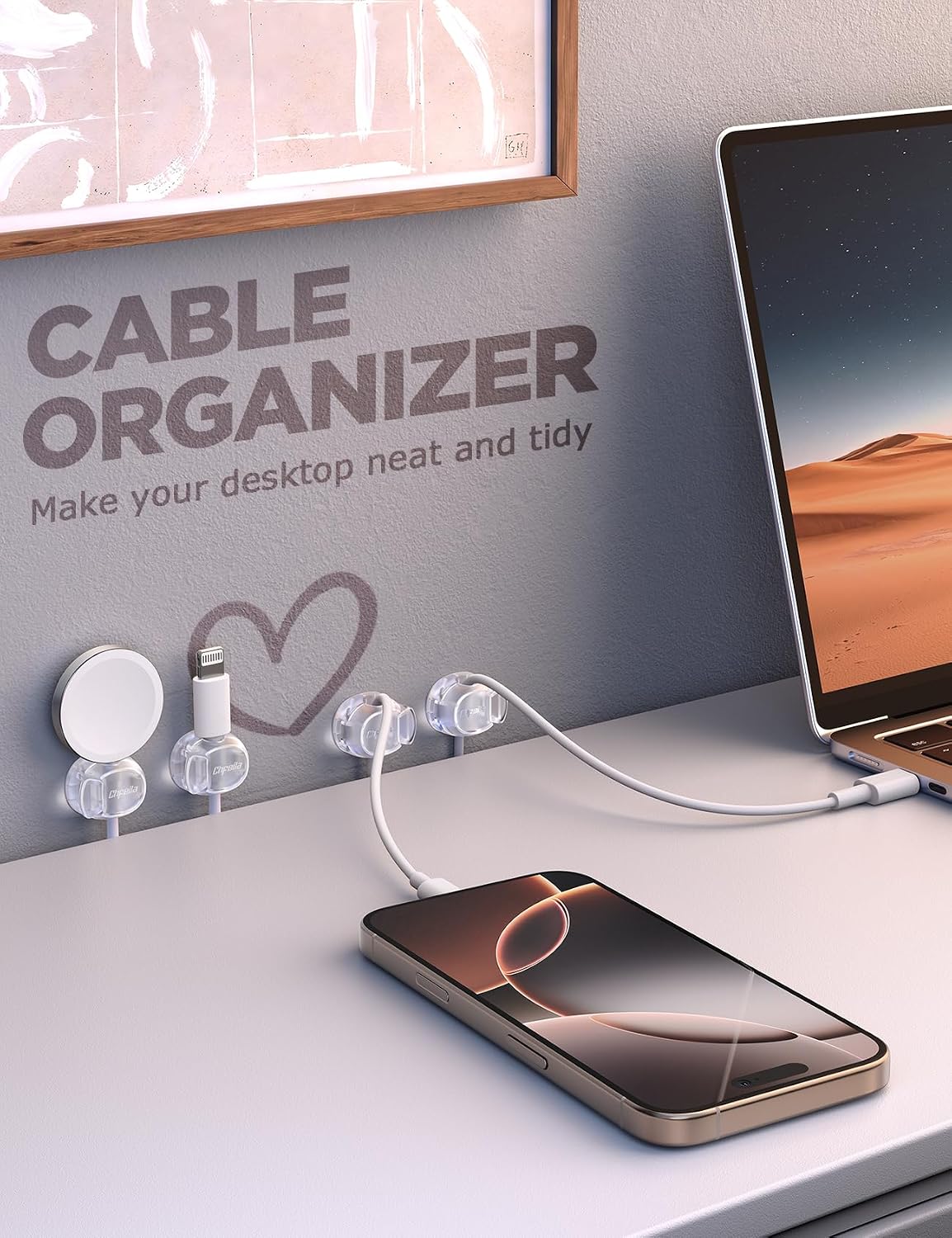 12Pack Cable Clips - Chfeila Latest Dual Spring Cord Organizer with