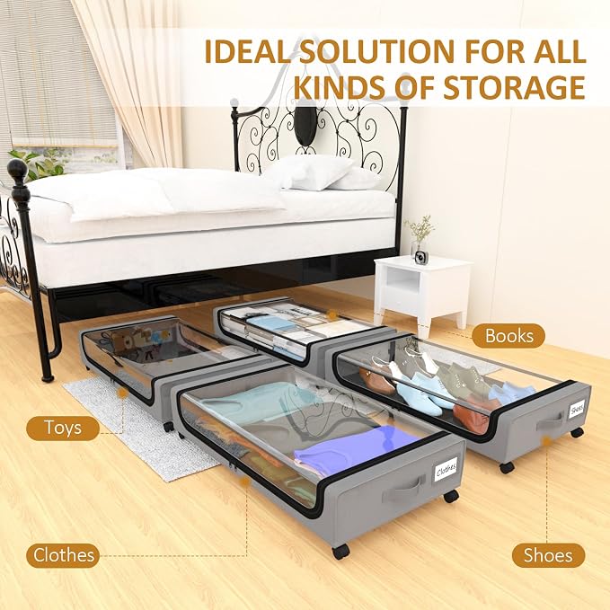 Large Under Bed Storage with Wheels, Under Bed Storage Containers, Under Bed - Image 6