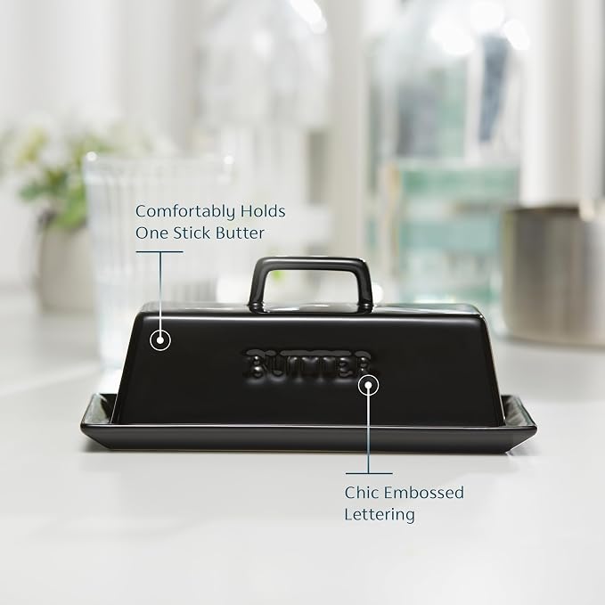 Butter Dish with Lid for Countertop, by Kook, Ceramic Dish Tray with Cover - Image 3