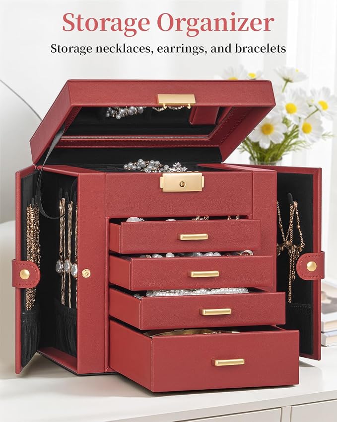TORIBIO Jewelry Box for Women, Leather Jewelry Organizer - Image 2