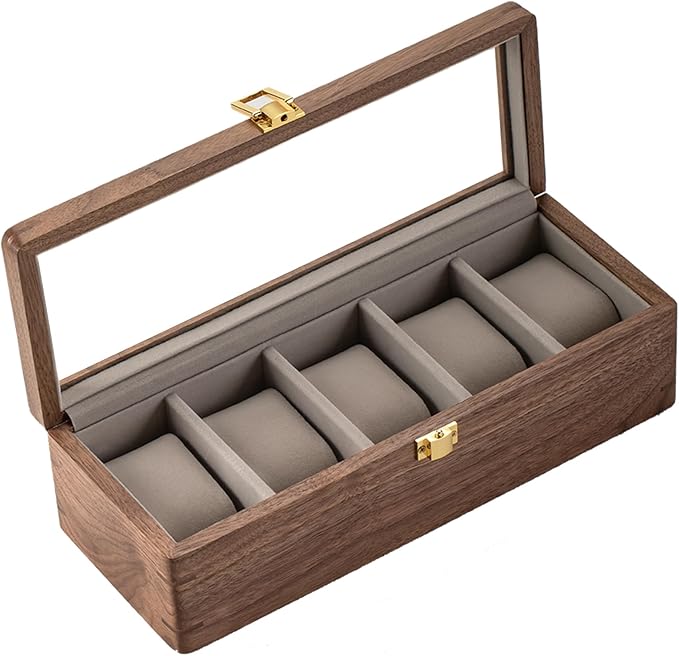 muso wood Watch Display Box, 5 Slot Watch Case by Musowood