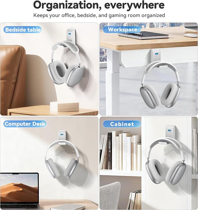 Headphone Stand Wall Mount, Gaming Headset Wall Shelf & Desk Holder, Hook Hanger - Image 4
