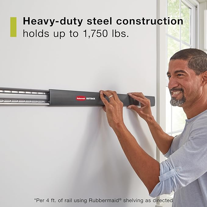 Rubbermaid 24-Piece FastTrack Garage Wall-Mounted Storage Kit, 6 Rails and 18 - Image 3