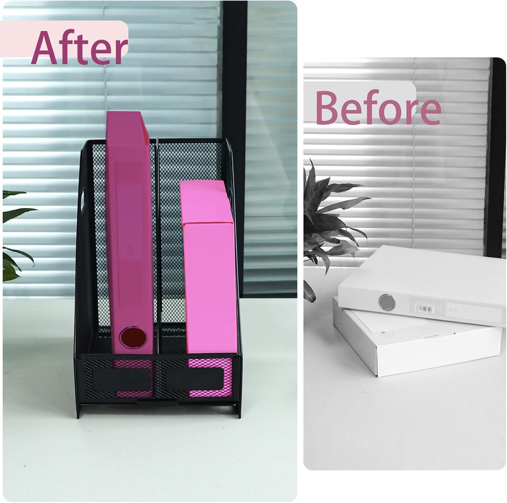 Desk Organizers, Metal Magazine File Holder with 2 Vertical