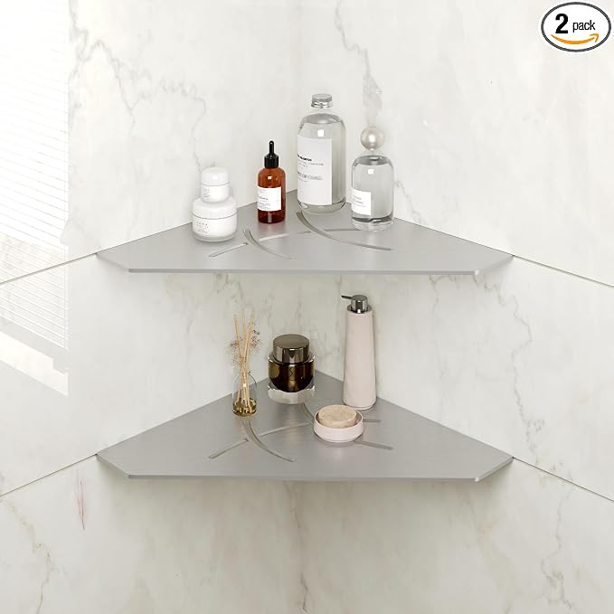 FerdY 2-Pack 10" Brushed Nickel Recessed Corner Shower Shelf, by FerdY