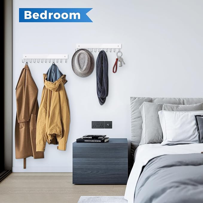 Belt Hanger Wall Mounted, Wooden Coat Rack Belt Organizer 2 Pack Max 24 Storage - Image 5