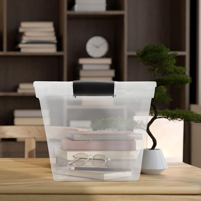 HOMZ 4-Pack Latching Lid, Large Clear Plastic Storage Bins - Image 9