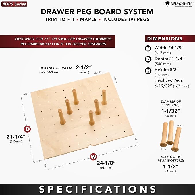 Rev-A-Shelf Trimmable Pegboard Drawer Divider Organizer, Trim to Fit Wooden - Image 6