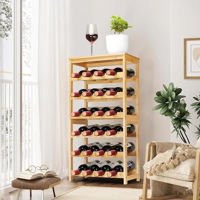 Wine Rack 24-Botttle Freestanding Floor, 6-Tier Wine Rack Shelf - Image 4
