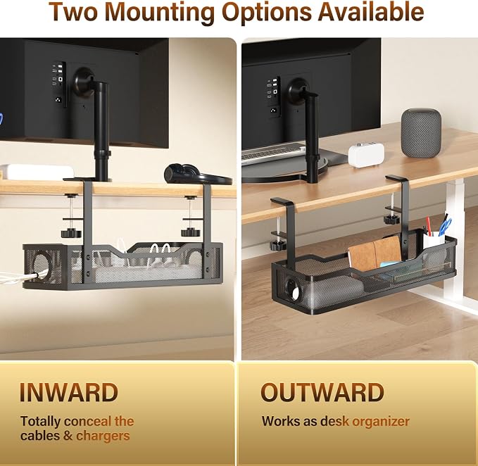 2 Pack Under Desk Cable Management Tray, Cinati Cord Organizers - Image 5