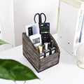 Rustic Brown Wooden Desk Organizer Farmhouse Wood Remote Control Caddy by WelcometoOKSQW
