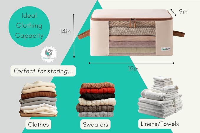 Canvas Clothing Storage 2 Bags Clothes Organizer folding fabric bags - Image 2