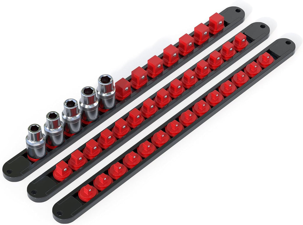 FivePears 3PCS 360° Socket Organizer,3/8 1/4 1/2 Socket Storage Rails