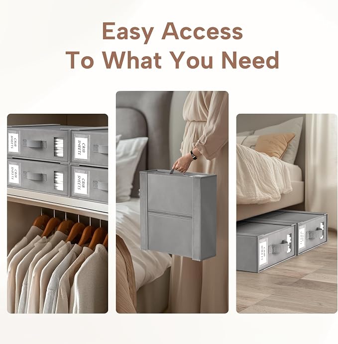 Criusia Bed Sheet Organizers and Storage, 4 Pack Foldable Linen Closet - Image 7