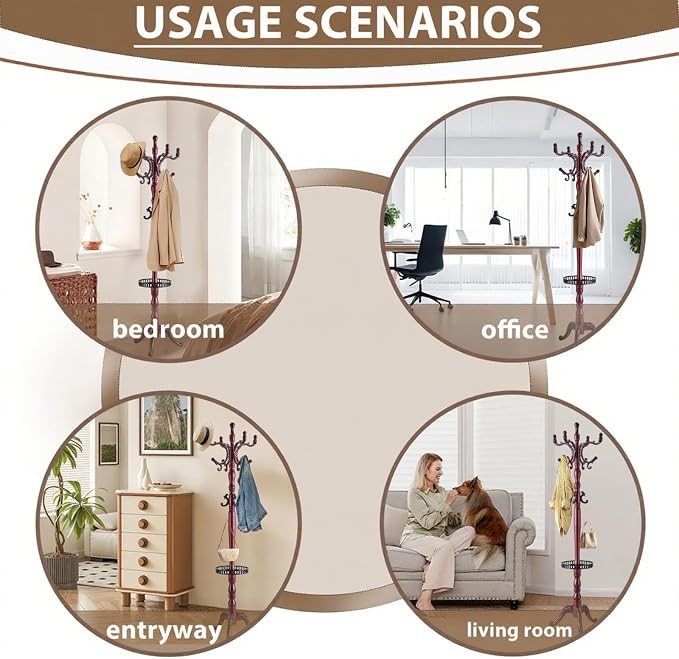 Solid Wooden Coat Rack Stand, Coat Racks Freestanding - Image 7