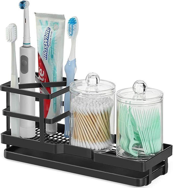 MYITYARD Toothbrush Holders for Bathrooms, Cotton Swabs & Cups Dispenser Set by MYITYARD