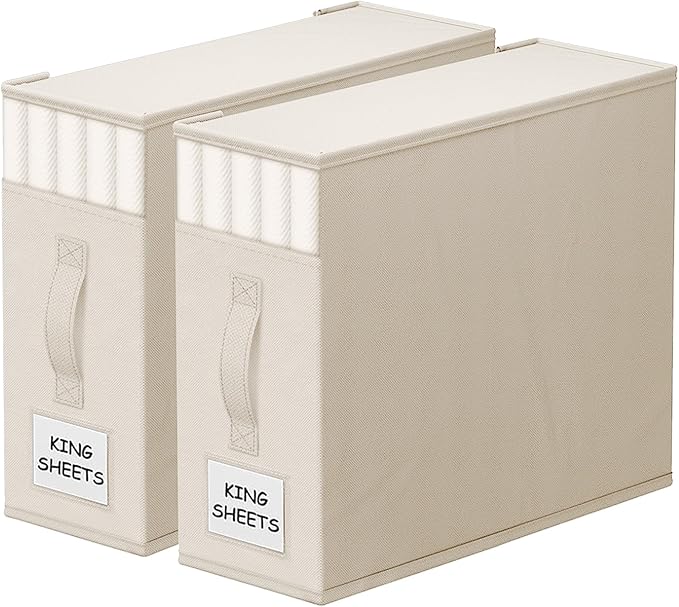 2 Pack Bed Sheet Closet Organizers and Storage, Sturdy Foldable Storage by StorageTastic