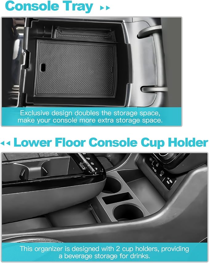 CDEFG 2Pcs Lower Center Console Tray Floor Console Organizer - Image 4