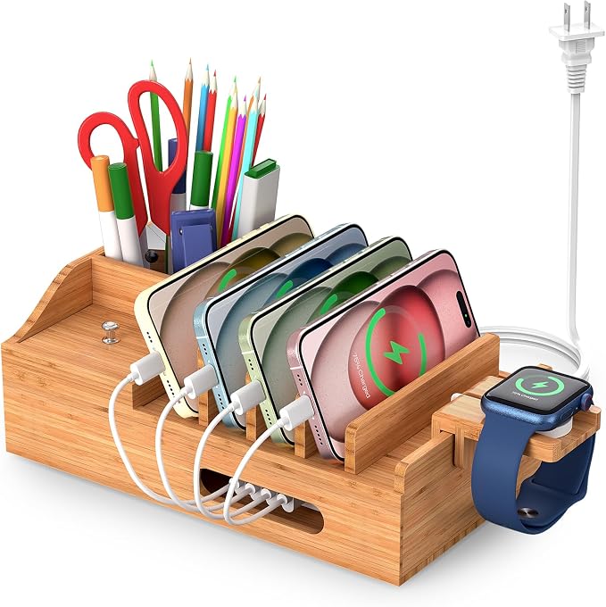 Bamboo Charging Station for Multiple Devices by Pezin+%26+Hulin