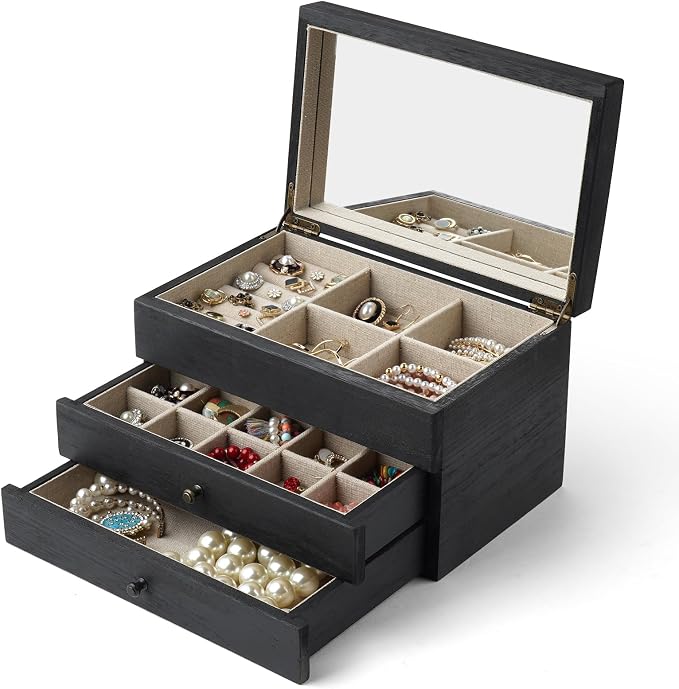 Meangood Jewelry Box Organizer for Women, 3 Layer Large Jewelry Storage Case - Image 7