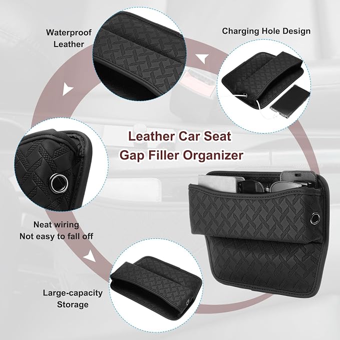 HARFINGTON 2pcs Car Seat Gap Filler Organizer 11.5 x 8 x 2.1 Inch Leather - Image 3