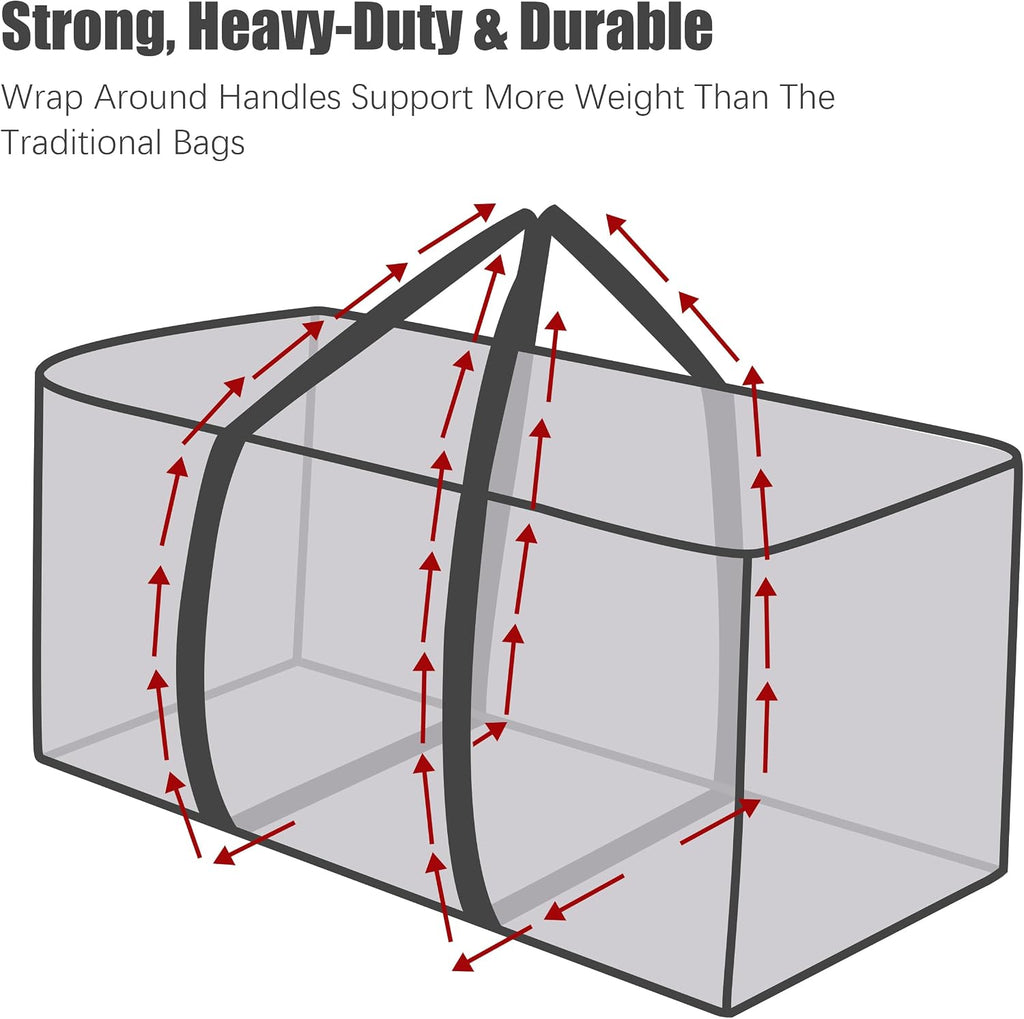 Extra Large Moving Bags with Zippers & Carrying Handles, Heavy-Duty