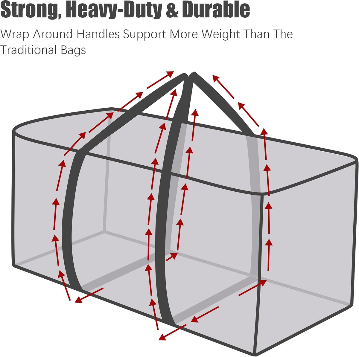 Extra Large Moving Bags with Zippers & Carrying Handles, Heavy-Duty