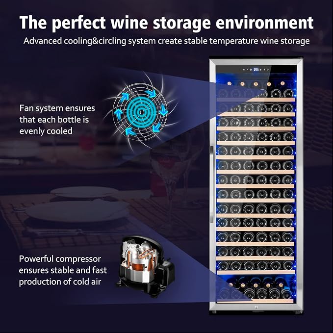 Wine Cooler Refrigerator, 179 Bottles Professional Wine Fridge - Image 3