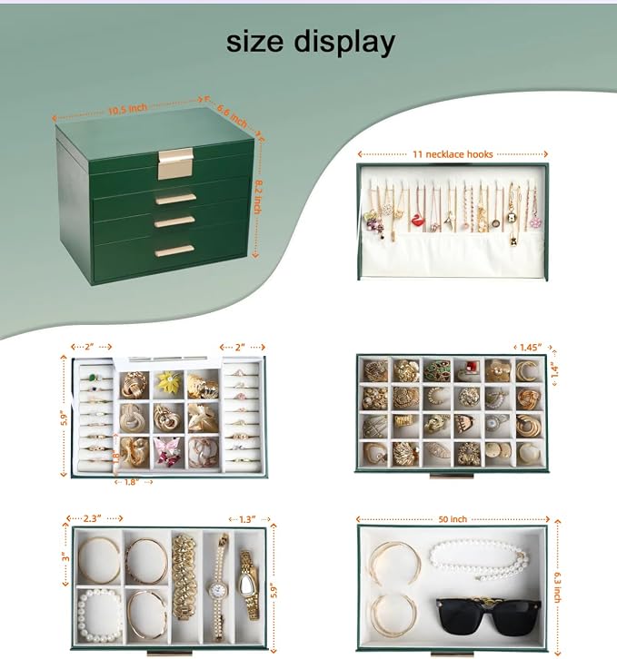 BOOVO Jewelry Boxes for Women, 5 Layer Jewelry Organizer - Image 2