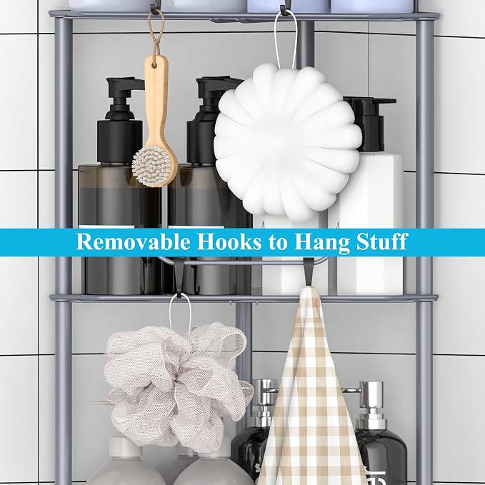 3 Tier Floor Standing Corner Shower Caddy Organizer Shelf - Image 4