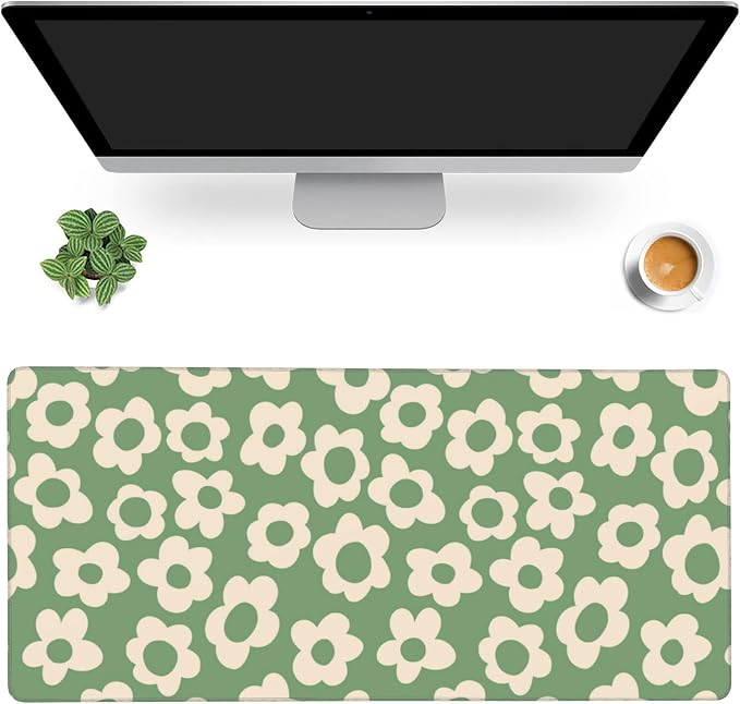 Gaming Mouse Mat Vintage Groovy Flowers Large Mouse Pad Extended Mouse Pad Desk by MIOAOSRT