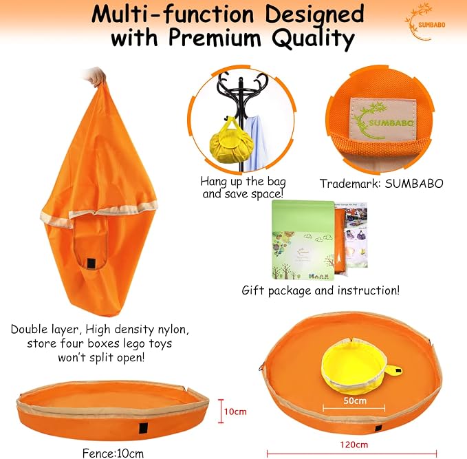 Toy Storage for Lego Play Mat Bag - Image 7
