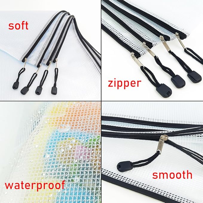 AUSTARK 20 Pcs Zipper File Bags, Plastic Mesh Pouch, Board Game Storage Bag - Image 3