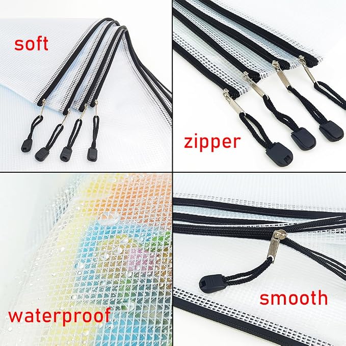 AUSTARK 20 Pcs Zipper File Bags, Plastic Mesh Pouch, Board Game Storage Bag - Image 3