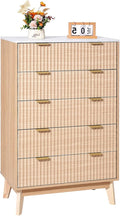 VEVOR 5 Drawer 48" Tall Fluted Bedroom Dresser, Modern Chest of Drawers by VEVOR