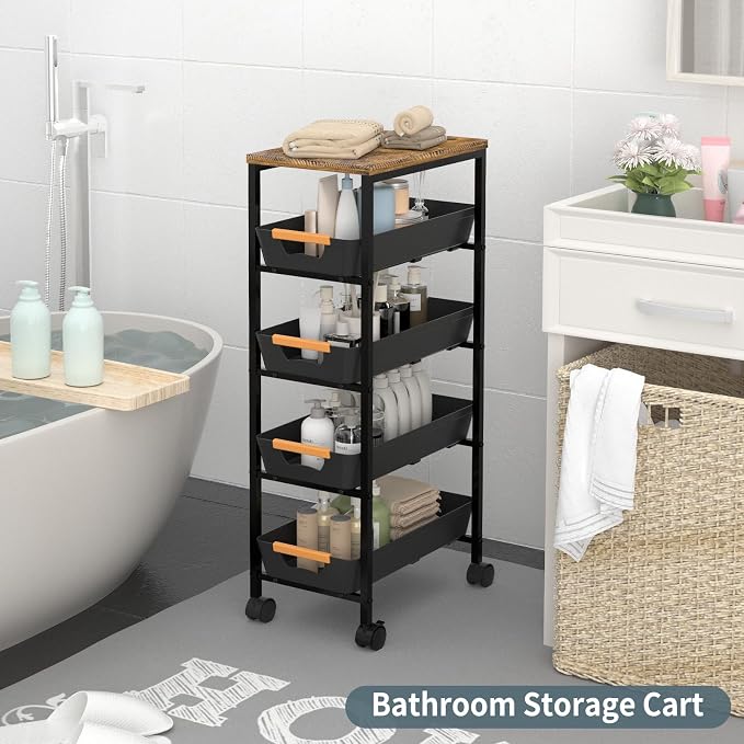 5 Tier Slim Rolling Utility Cart - Image 6