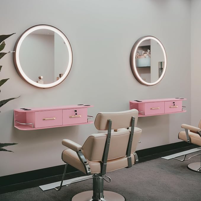 BarberPub Beauty Locking Wall Mount Styling Station, Barber Salon Station - Image 3
