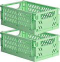 2-Pack Small Pastel Plastic Storage Baskets, Collapsible Crates by HUUSMOT