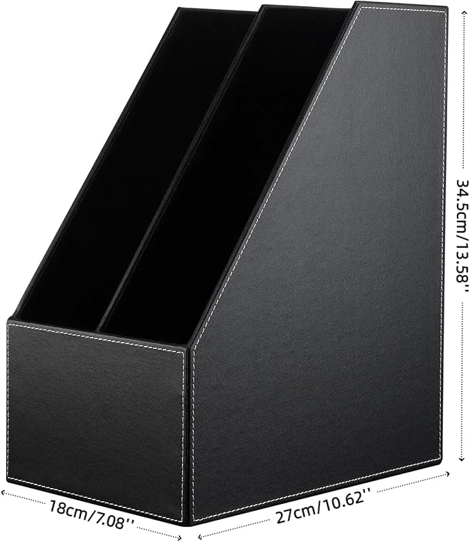 KINGFOM Wooden Leatherette Desktop File Folder Organizer and Document File - Image 3