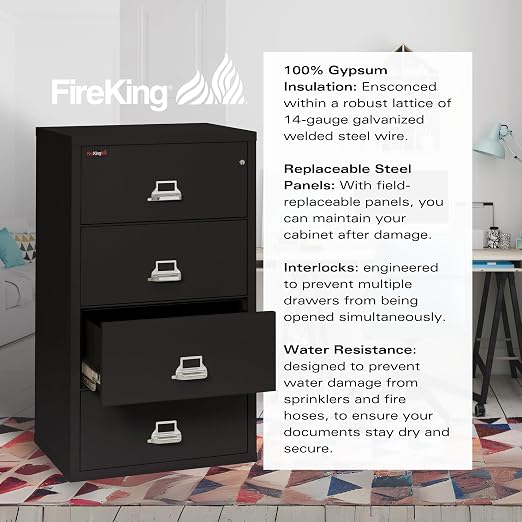FireKing Lateral 4 Drawer Legal and Letter Fire Safe File Cabinet - Image 4