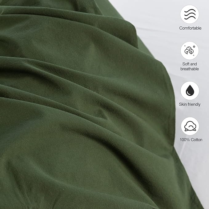 MooMee Bedding Pillowcases Pack of 2 100% Washed Cotton Linen Like Textured - Image 6