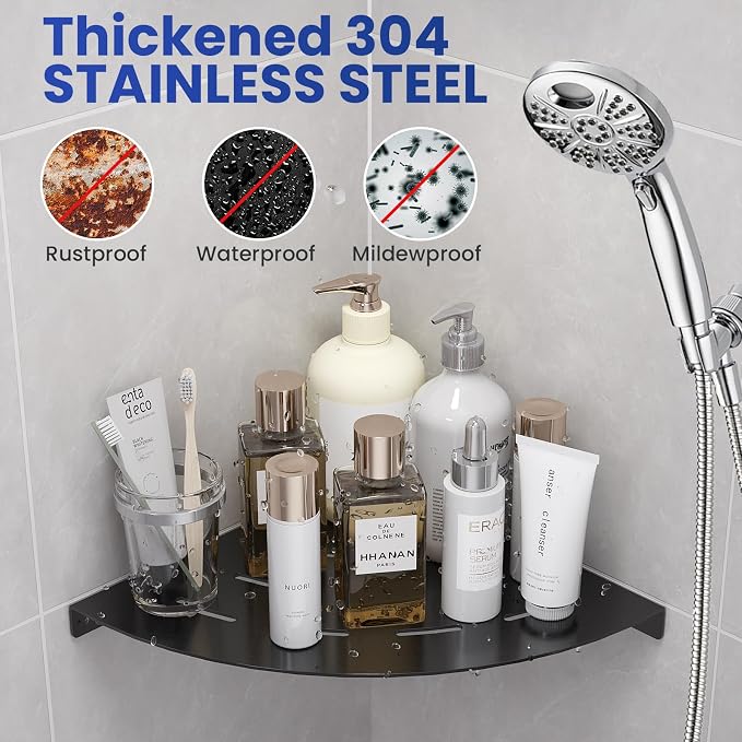 2 Pack Corner Shower Shelves Load Capacity 40 lbs 304 Stainless Steel Shower - Image 4