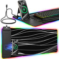 RGB Mouse Pad with Foldable Phone Stand & Wireless Charger, 31.5"x11.8" XL by miroddi