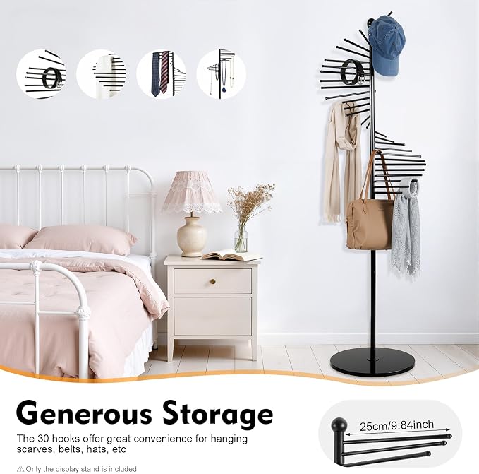 Freestanding Scarf Display Rack, Metal Spiral Scarf Holder - Image 4