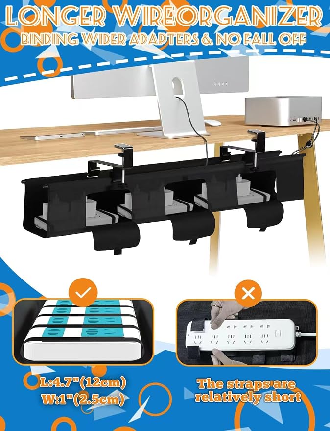 No Drill Under Desk Cable Management Tray - Image 3