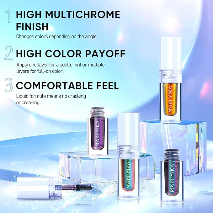 MAKI YIKA Glitter Liquid Eyeshadow Chameleon Metallic Eyeshadow MultiColor - Image 5