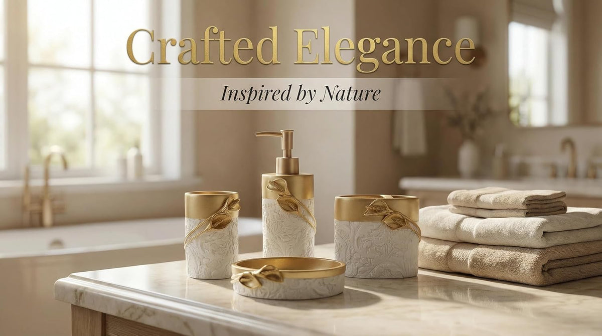Bathroom Accessories Set,Golden Design Toothbrush Holder,Farmhouse